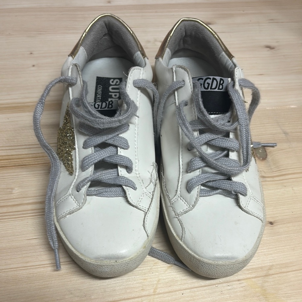 White and Gold Sneakers